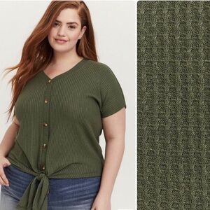 Torrid Olive Knit Button-Down Top